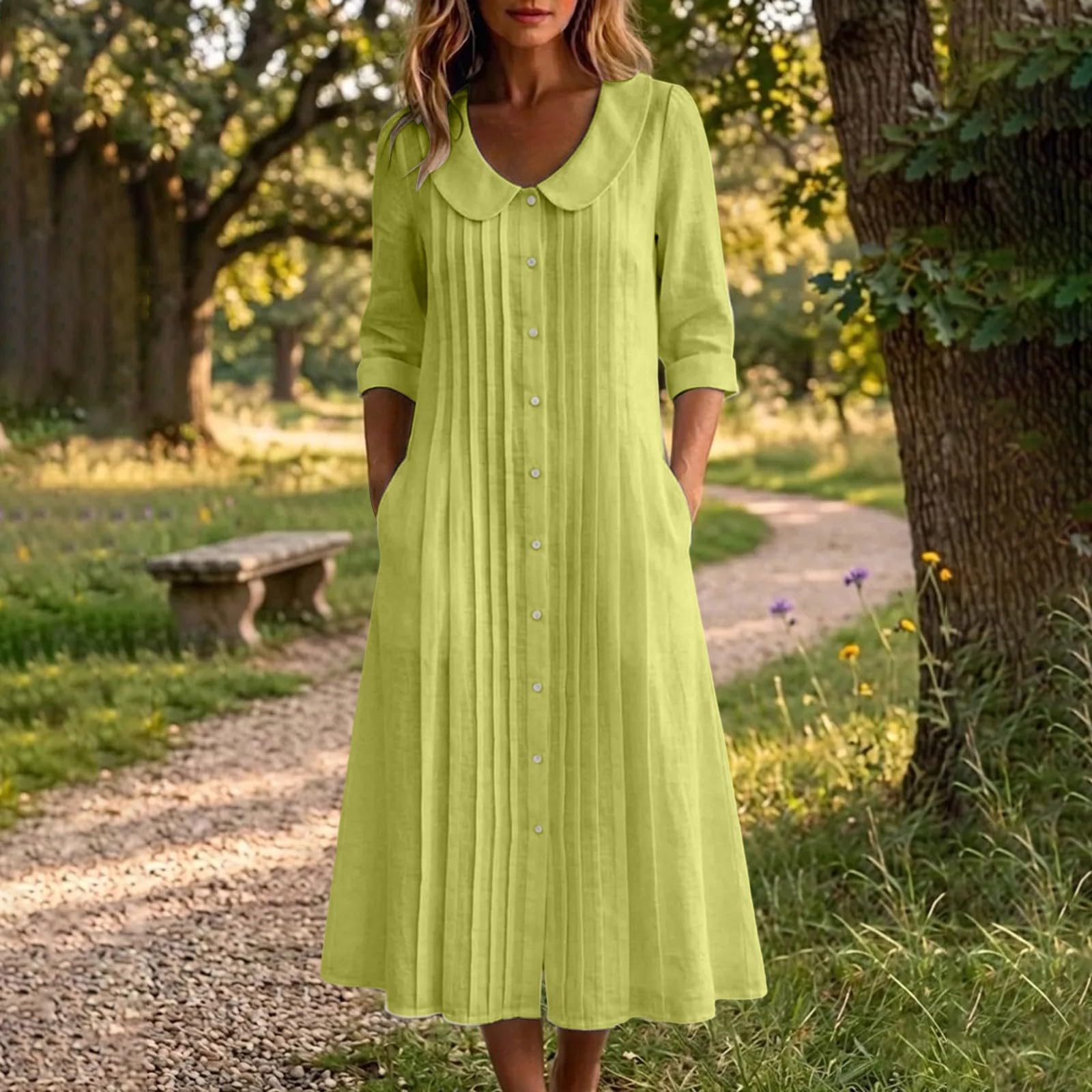 Vestido de lino para mujer, vestido de playa para mujer, vestido de