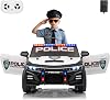 Police Ride on Car for Kids, Battery Powered Ride-On Toys Cop Cars with Remote Control, Alert Tones, Flashing Lights, Music, Spring Suspension