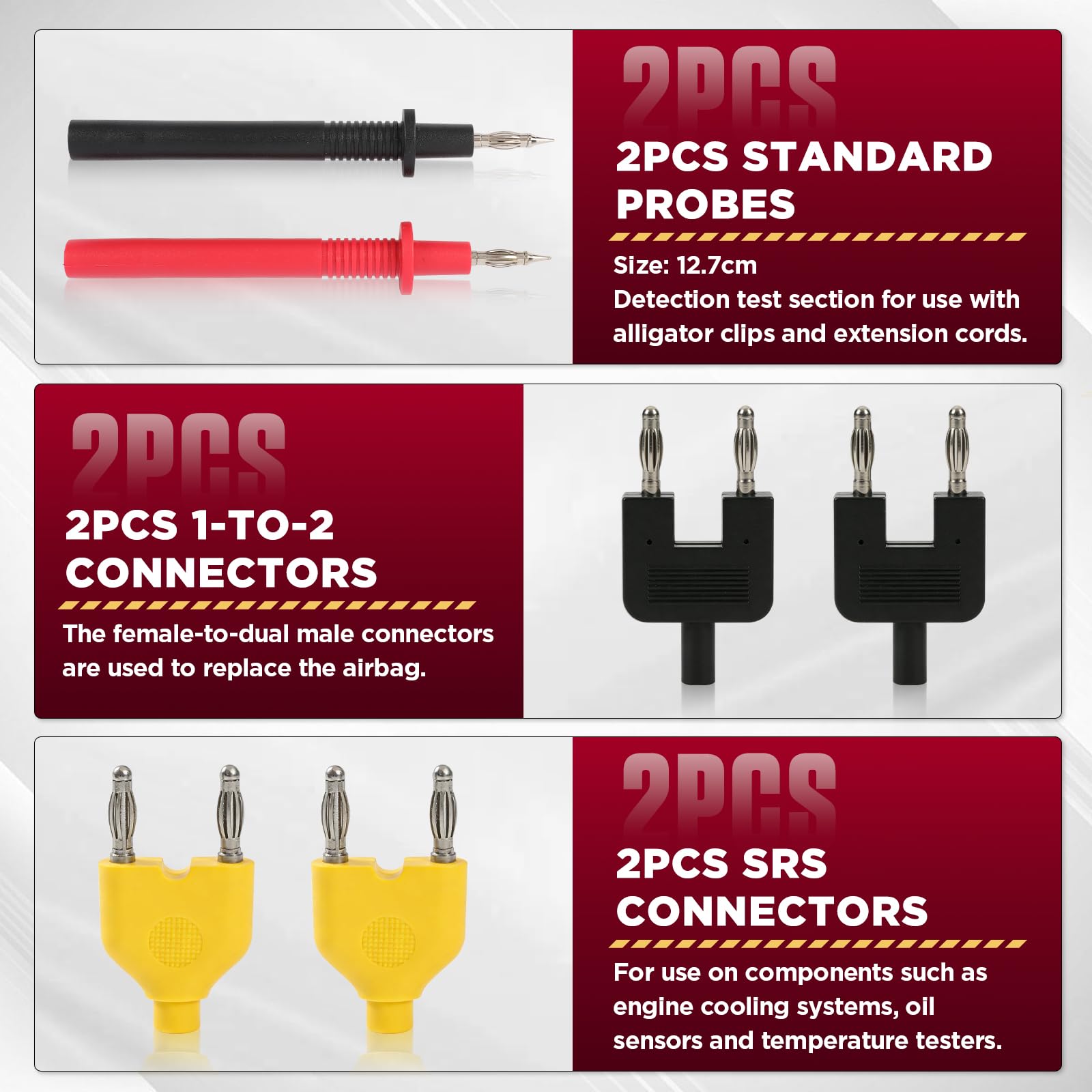 104-Piezas Cables Eléctricos Circuito Automóvil - MOTOCOCHE Kit Prueba Plomo Automoción: Sonda Eléctrica Multifunción con Conectores y Adaptadores para Multímetro