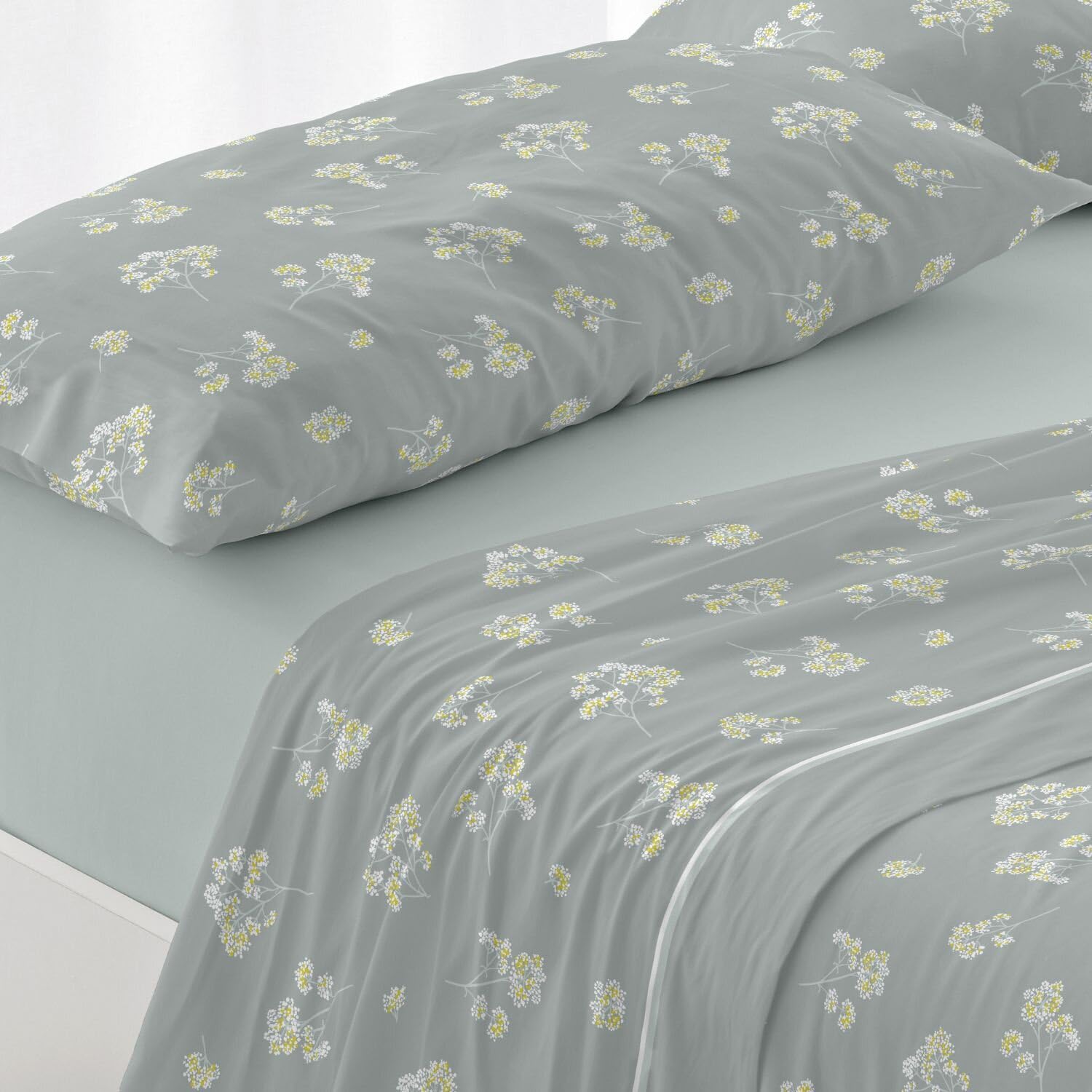 Burrito Blanco | Sabánas de Velvelina® | Cama de 150cm. (+Medidas Disponibles) | Diseño 006 | Color Eucalipto (150x190/200cm.)