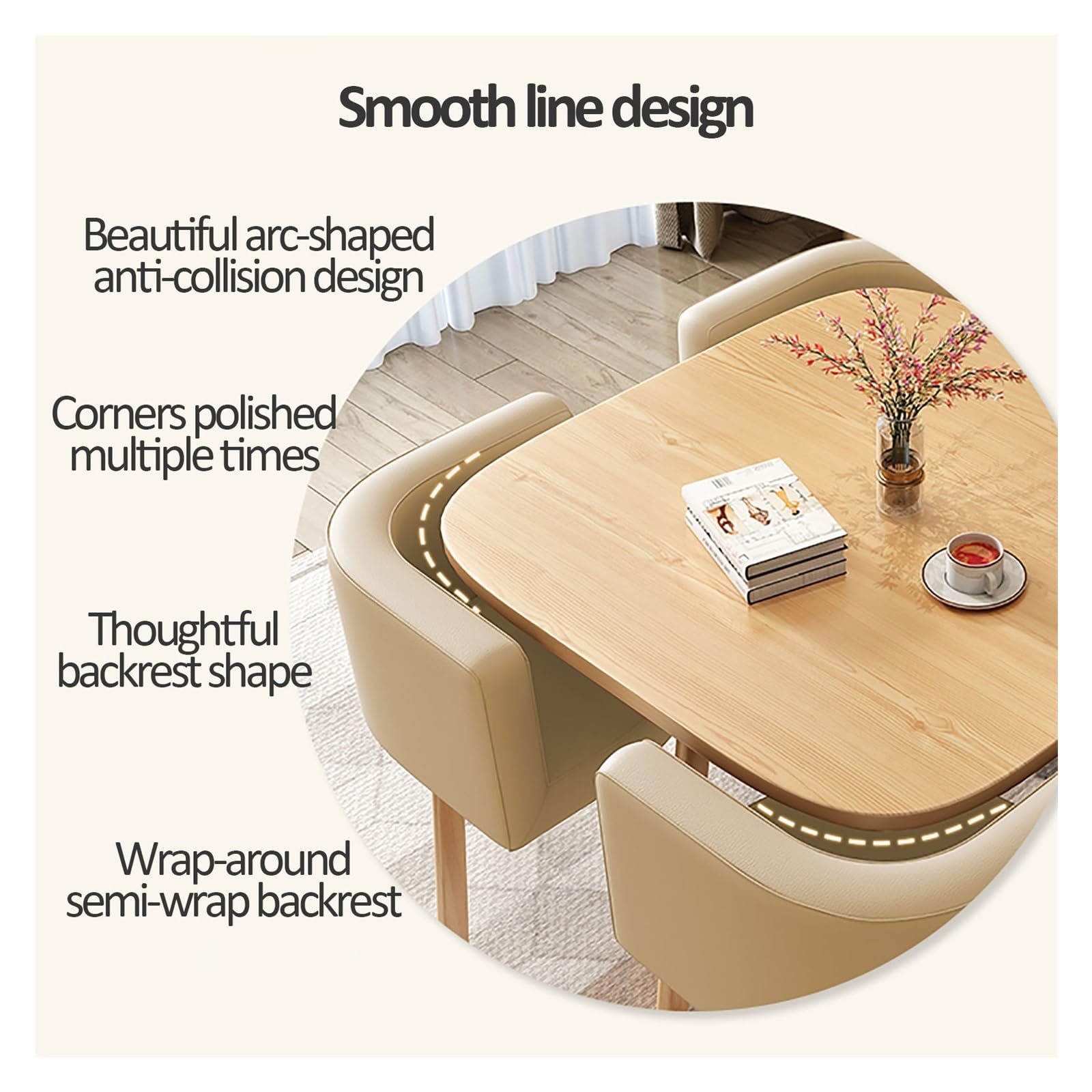Elegante juego de mesa y silla de recepción de oficina, pequeña mesa de negociación para sala de estar, cafetería, restaurantes, moderno conjunto de muebles de comedor y ocio