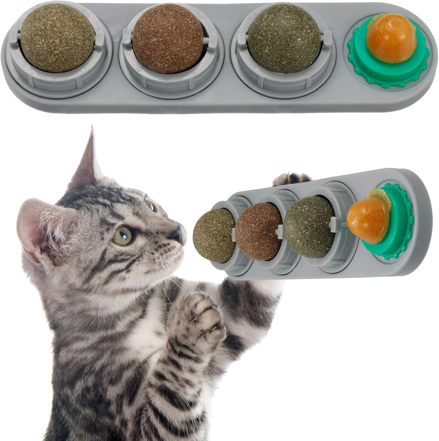 Chutoral Catnip Balls Toy Rotatable Licking Treats Toys for Cats Cat