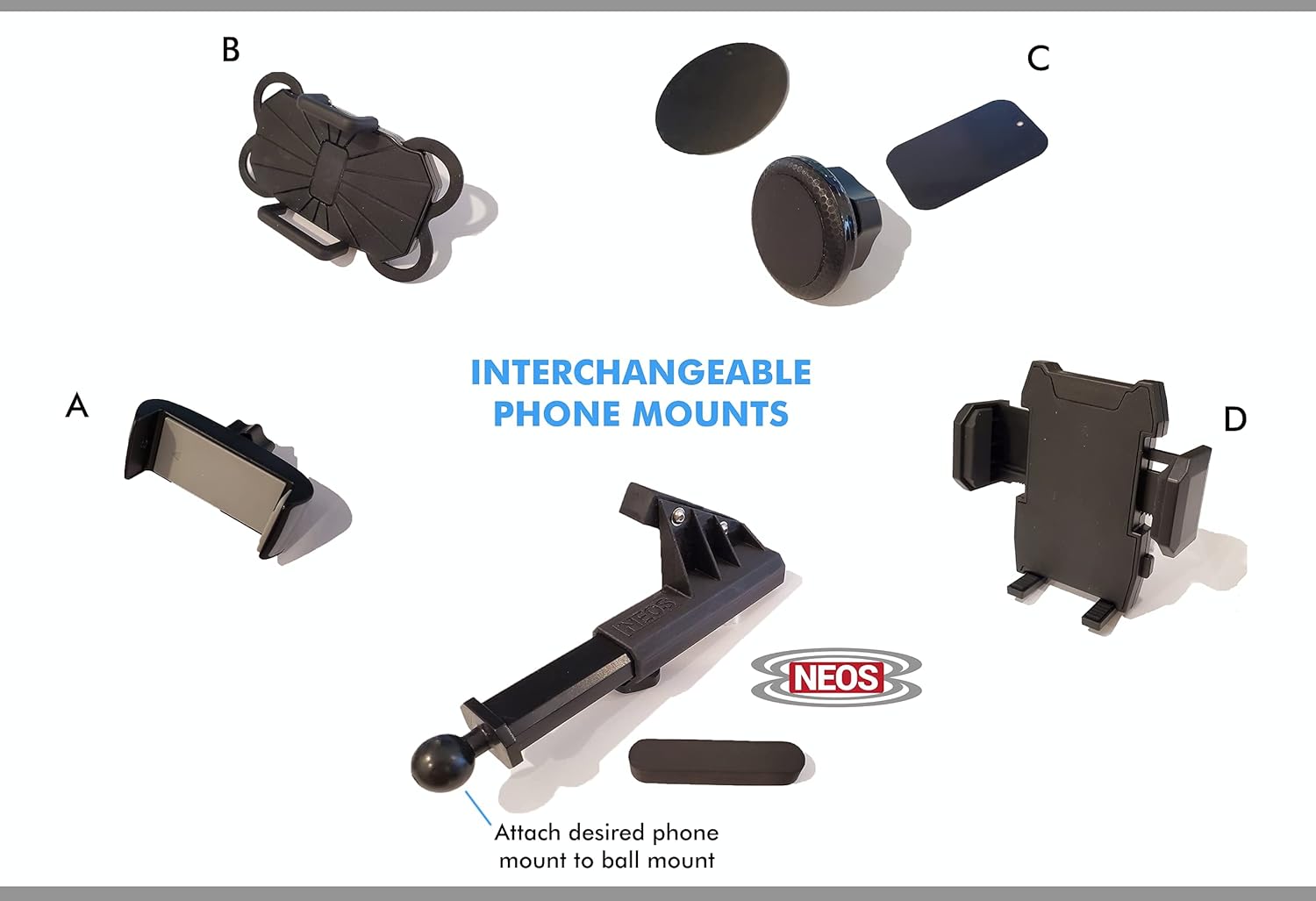 NEOS Magnetic Vehicle Phone Holder (Phone Mount D) Best and Reliable Windshield Universal Car Mount for iPhone, Samsung, Moto, Huawei, Nokia, LG, Smartphones, Black