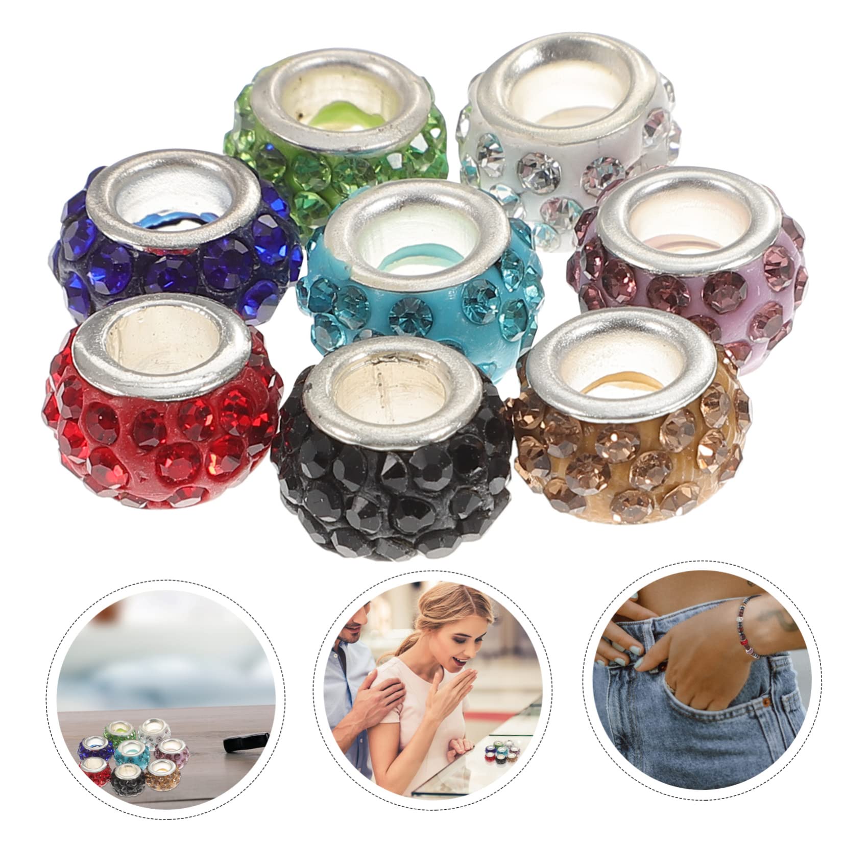 jojofuny 3 Set Perline Distanziatori Strass Per Braccialetti Diy Grandi Mix Colori Vivaci Per Gioielli Fatti Mano E Creazioni Artigianali 80 Pezzi*3