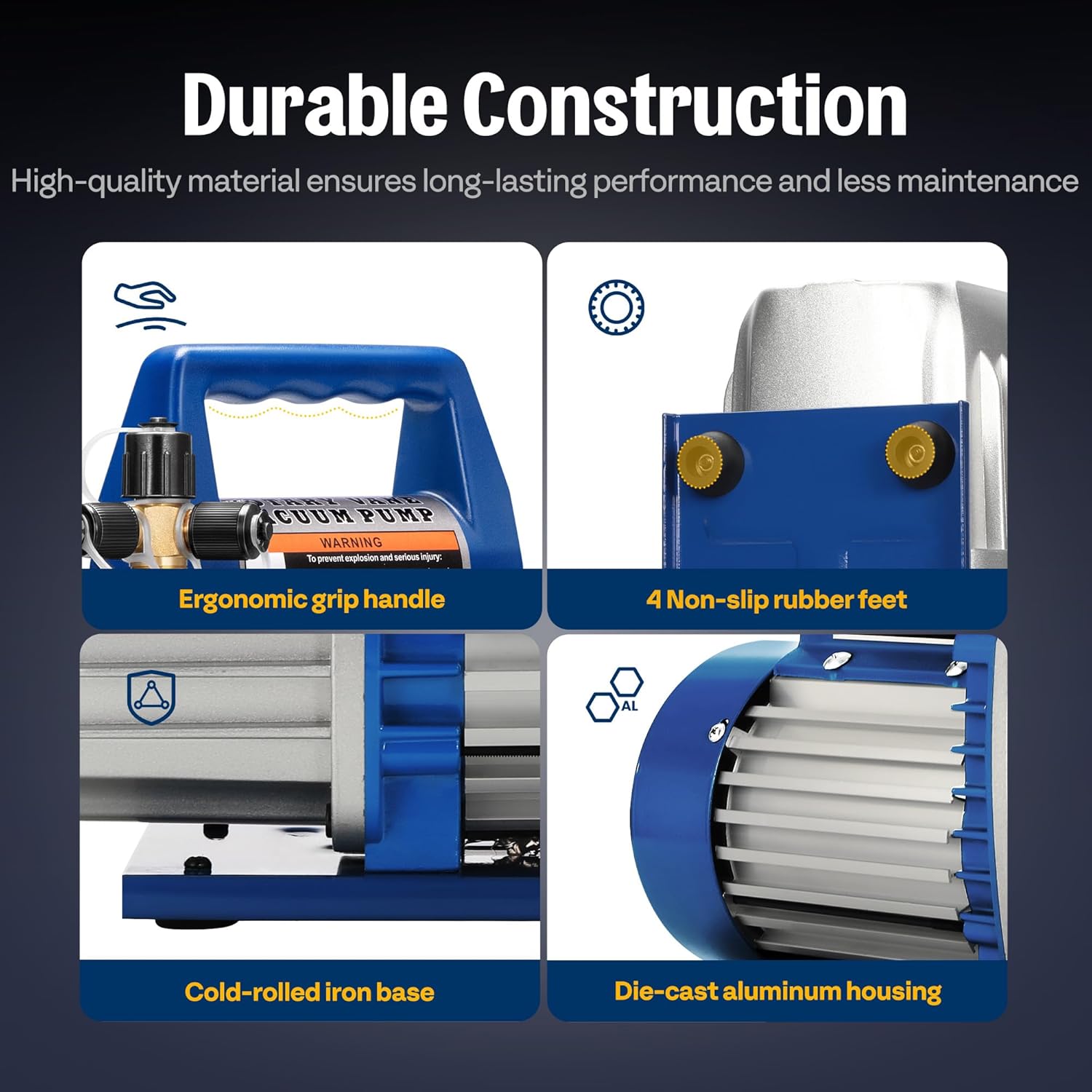 VIVOHOME 3/4 HP 7.2 CFM 110V Dual Stage HVAC Vacuum Pump with VIVOHOME 2 Pack Premium High Vacuum Pump Oil 330ml/11.16oz