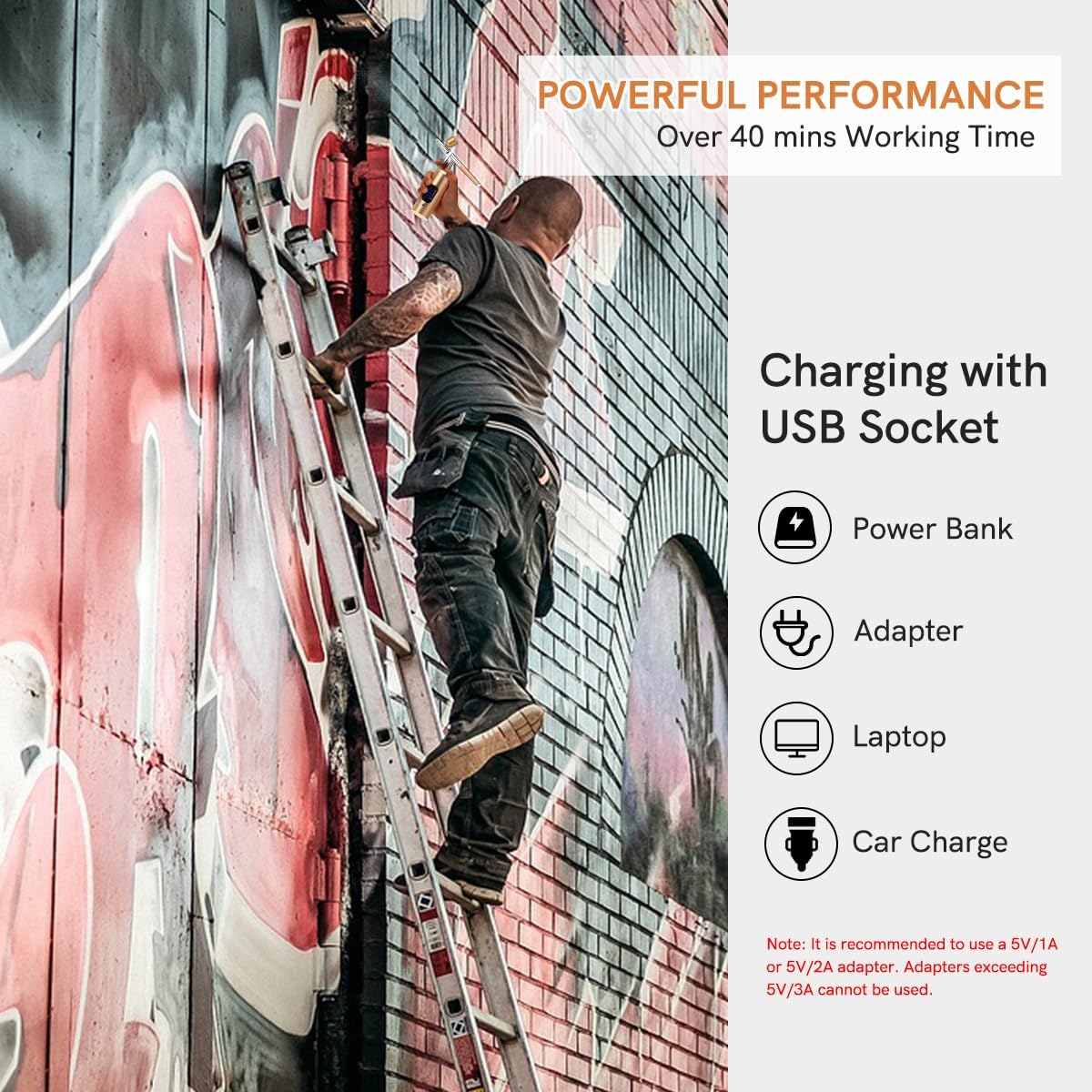 Cordless Rechargeable Airbrush Kit,Handheld Air Brush Sprayer Gun with Compressor 38 PSI Adjustable, LCD Screen, Air Hose Extension - Perfect for Barber,Nail Art,Cake Decor,Makeup,Model Painting - Image 5