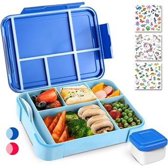 PUWOWYE Children's Lunch Box with Compartments Bento Box Children 1330 ml Leak-Proof Lunch Box for Girls and Boys Suitable for School Nursery & Excursions BPA Free Blue