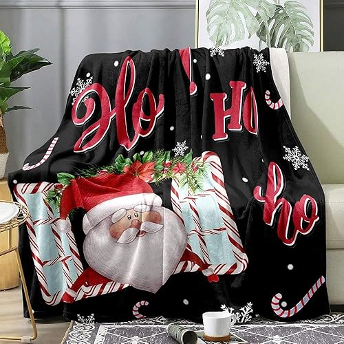Vista 120 de LUVIVIHOME Manta de Feliz Navidad, bolas de Navidad azules doradas, manta de invierno con copos de nieve, manta individual, acogedora manta cálida