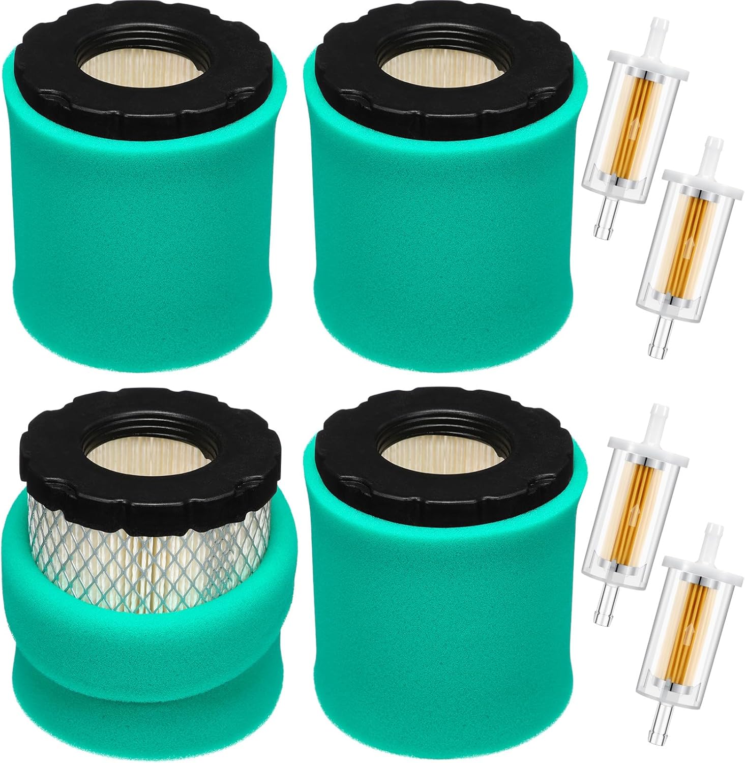 Threlaco 4 Set of 798897 794935 Air Filter with Oil Filter Set Compatible with 653412 592496 44M977 44P977 44Q977 49L977 49M977 Lawn Mower Air Filter