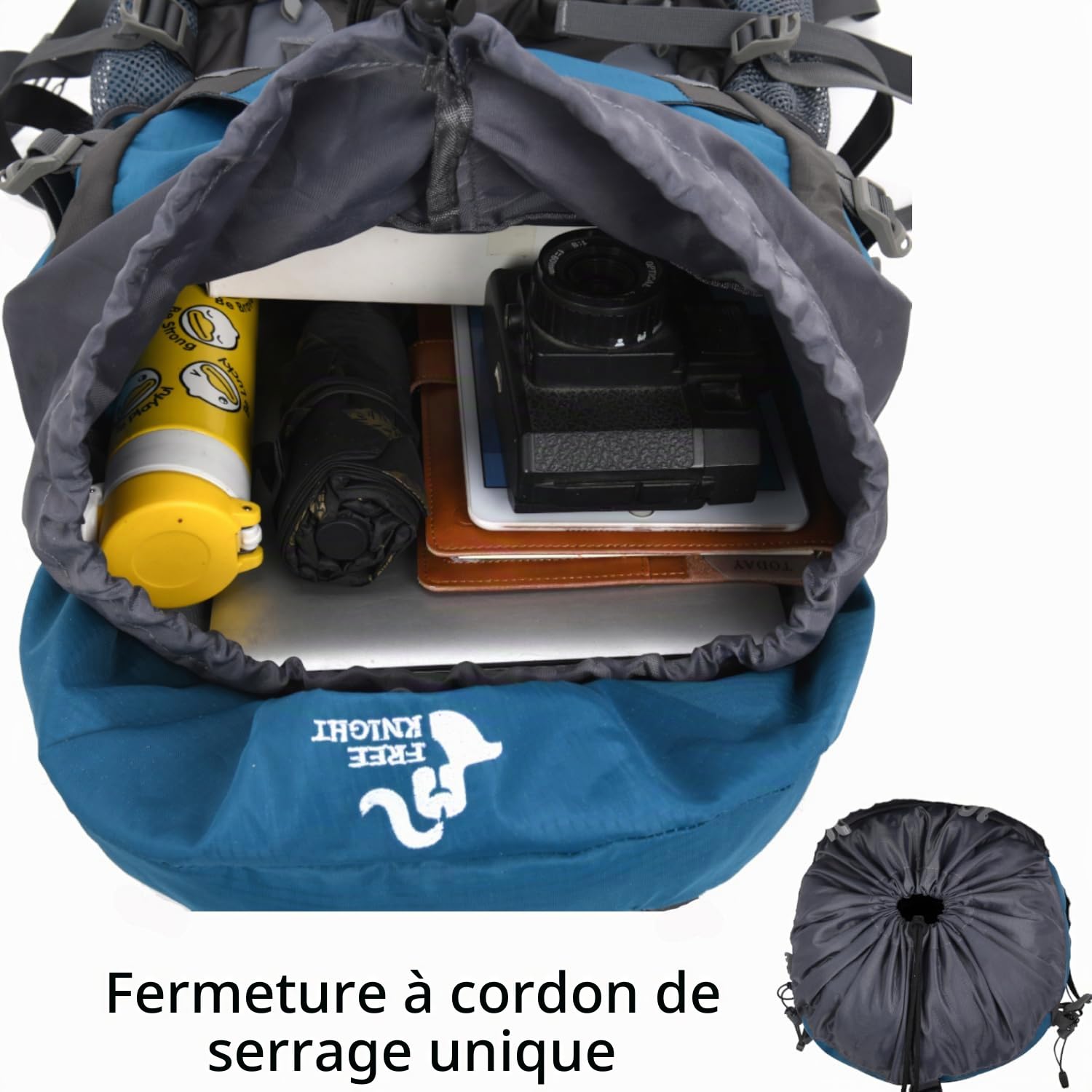 Bseash Sac à dos de randonnée 60L imperméable avec housse de pluie pour escalade camping voyage