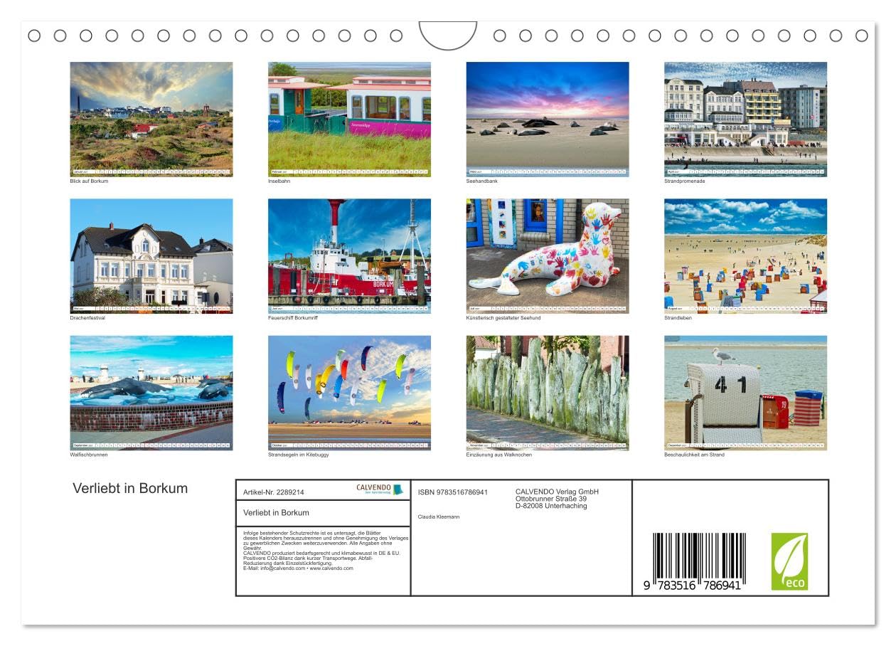Verliebt in Borkum (Wandkalender 2027 DIN A4 quer), CALVENDO Monatskalender: Die bezaubernde Insel, die größte deutsche Nordseeinsel, die jedem etwas zu bieten hat. (CALVENDO Orte)