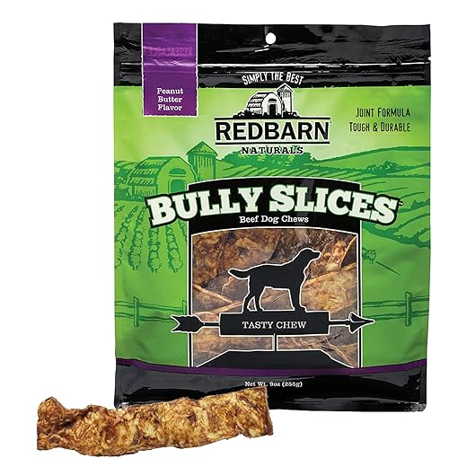 Redbarn Bully Slices for Dogs | Highly Palatable, Long-Lasting Natural Dental Treats with Functional Ingredients, 9 oz. (Pack of 6) - Peanut Butter