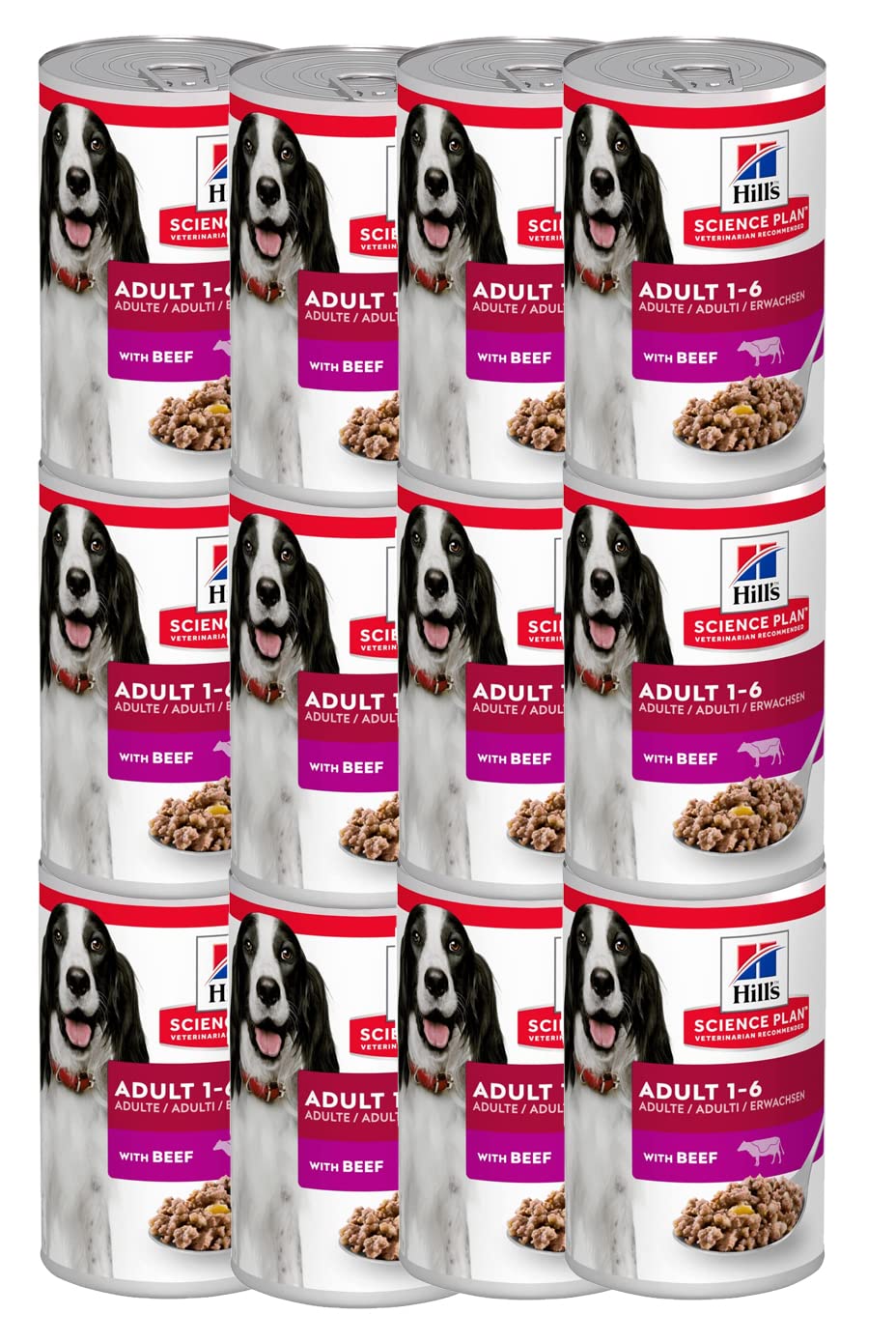 Hill's Science Plan Adult Beef Wet Dog Food Cans - 12 x 370g