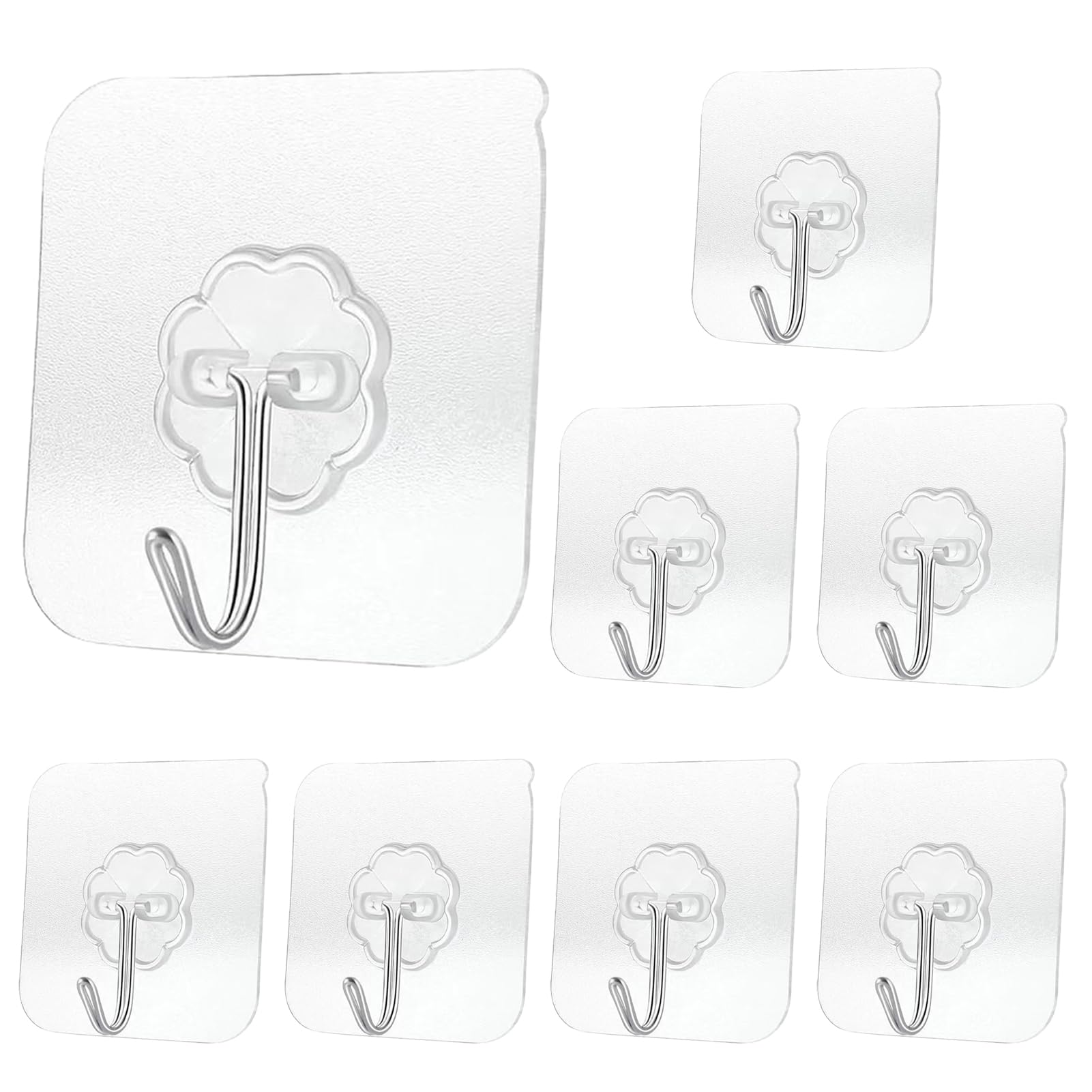 Gzyulan Transparent 8 Pcs Sticky Hooks,Self Adhesive Hooks,Sticky Hooks For Hanging,Removable Wall Hooks,,For Hanging Towels,Bathrobes,Keys,Hats,And Coats