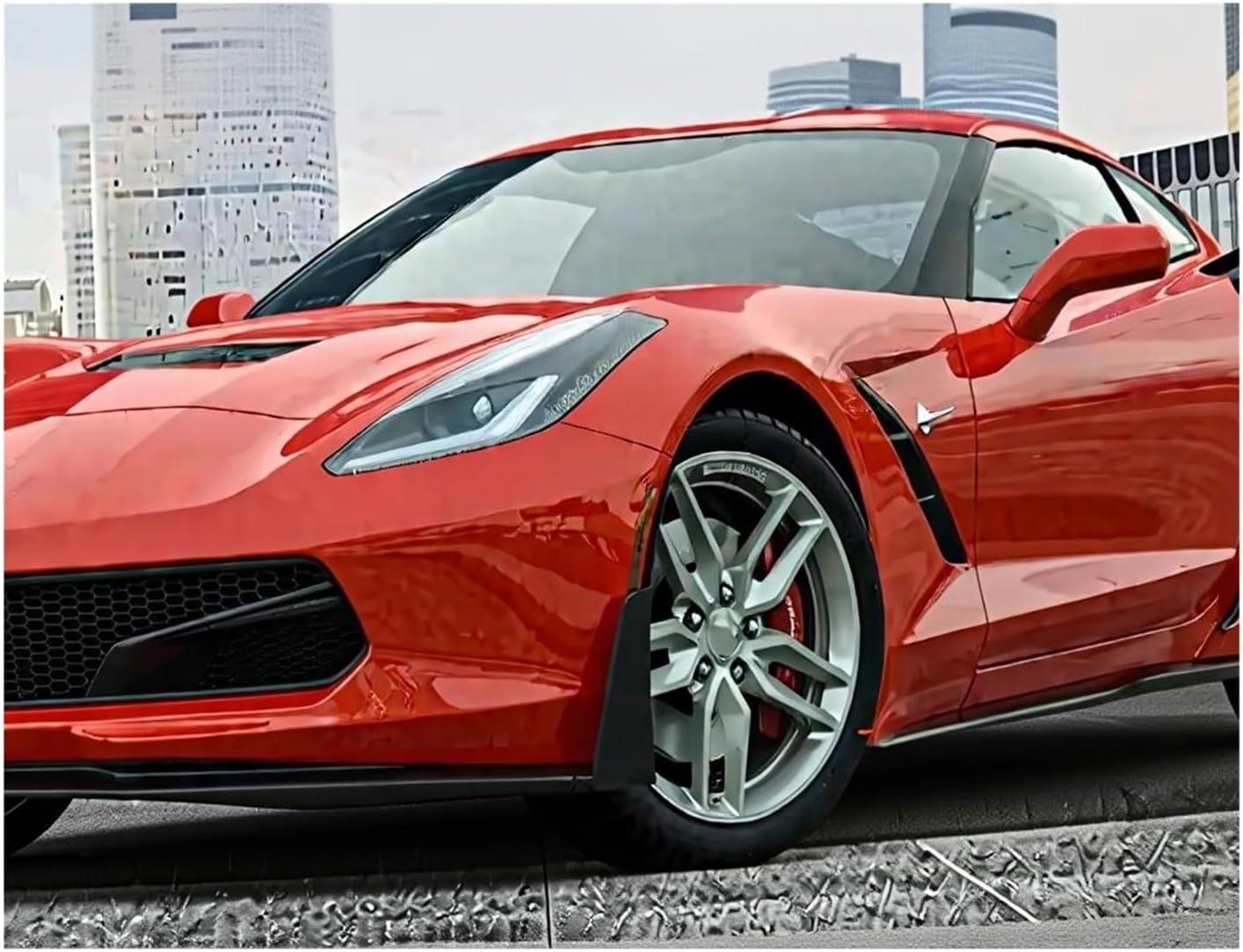 Compatible with Chevrolet Corvette C7 Wide Body 2014-2019 Car Rear Wheel Eyebrow Arch Protector Trim Fender Arches Flares One Set Left&Right(Rear Glossy Black)