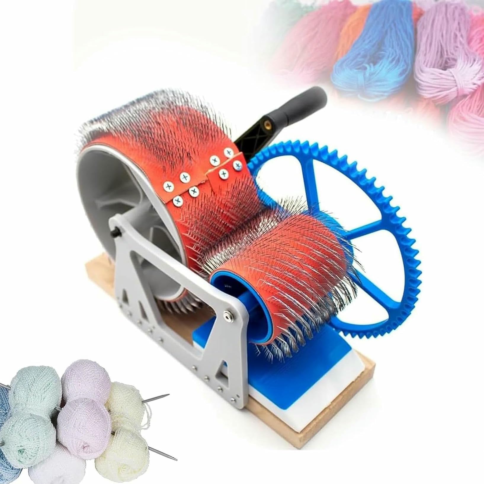 Jybnbbe As Shown Drum Carder, Wool Hand Crank Carding Machine, Wooden Blending Board, Fast Mixing, Combing, Spinning, For Diy Wool Felt