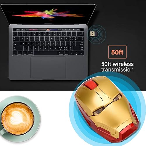 Miniatura 5 de Genial ratón inalámbrico, ratón inalámbrico óptico ergonómico portátil de 2.4 G con receptor USB  para computadora portátil, MacBook, con unidad