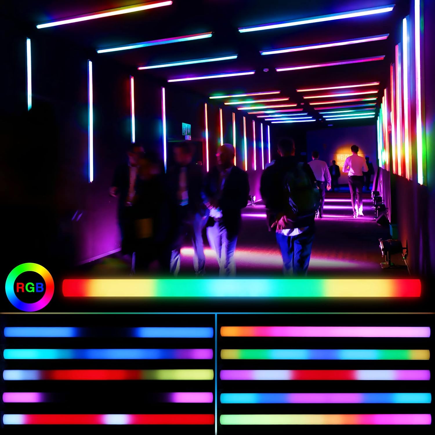 Stage Wash Light Bar: 60W 144LEDs RGB DJ Lights Bar - DMX & Sound Activated - 56 Chase Effects & 37 Static Colours - Lighting for Events Party Church Concert Club Band Live Show
