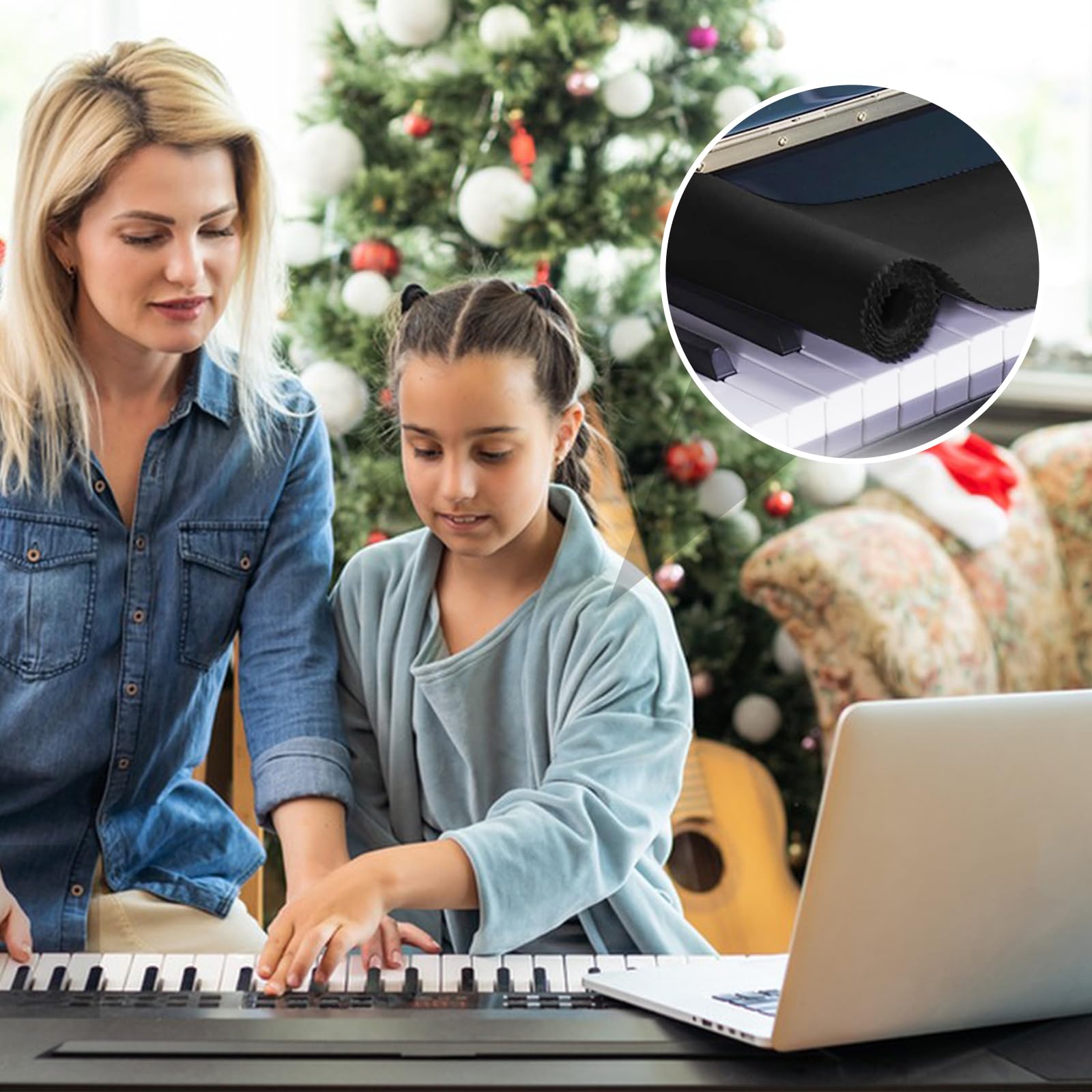 Paño para Cubrir Teclado de Piano, 2 PCS Funda para Teclado y Piano de 88 Teclas 125 x 15 cm Paño Antipolvo para Teclado para Teclados Electrónicos y Pianos Digitales