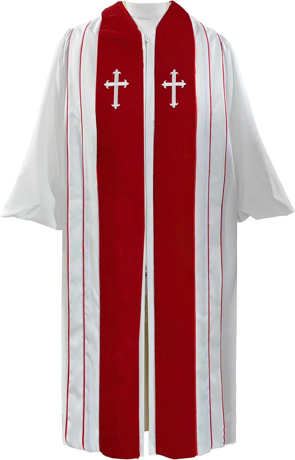 GradPlaza Deluxe Priest Robe For Church Clergy Church Gown Cross With Embroidery