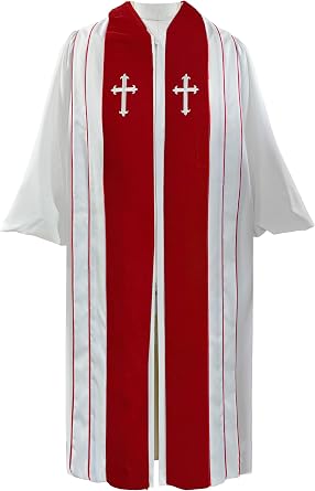 GradPlaza Luxury Clergy Robe with Embroidered Cross for Pastor Ministry
