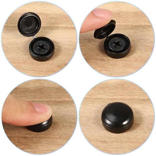 Miniatura 5 de AIEX 100 tapas de rosca, tapas de rosca de diámetro de agujero, tapas de rosca de plástico negro, tapa de tornillo plegable para cubrir cabezas de