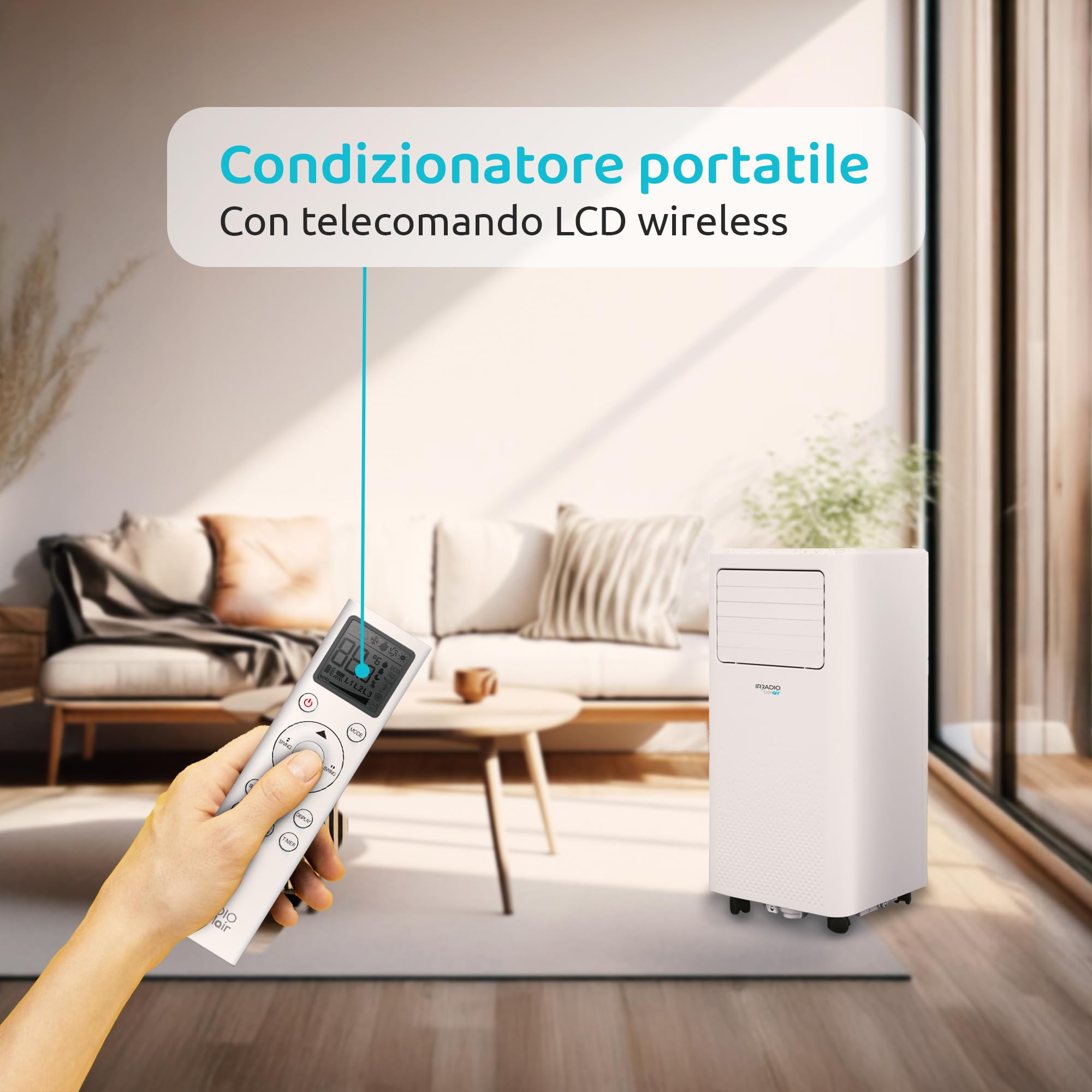 IRRADIO Belair VIGO 9, Condizionatore Portatile 9000 BTU con Pompa Calore e Deumidificatore, Gas R290, 63dB (Ricondizionato)