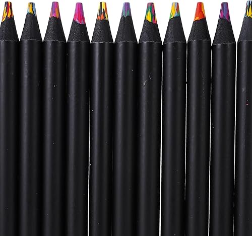 Miniatura 7 de NUOBESTY Lápices de color, 12 unidades, color negro, arco iris, de madera, 12 colores, para dibujar, colorear, bocetos, sombreado, colorear, juego