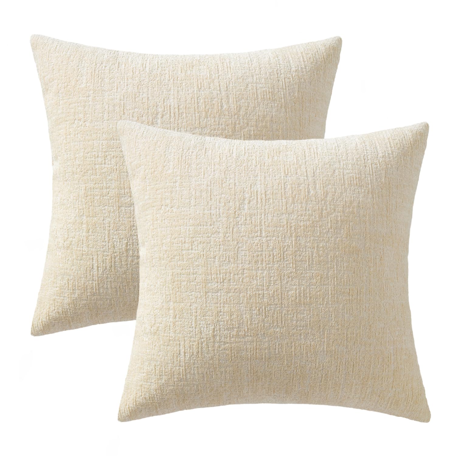 MIULEE Decorative Throw Pillow Covers 18x18 Pack of 2 Beige Couch Pillow Covers Soft Cozy Textured Chenille Pillowcases for Home Decor Sofa Living Room Cushion Bedroom — view 7
