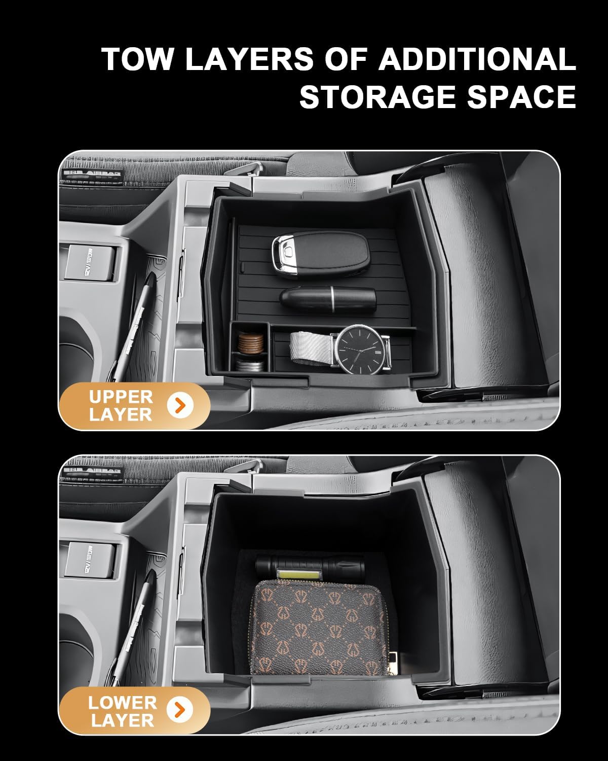 ECOZEN 2025 Forester Center Console Organizer - Double Layer Center Console Armrest Box Organizer For 2025 Subaru Forester/Forester Hybrid(Base/Premium/Sport/Limited/Touring) Accessories