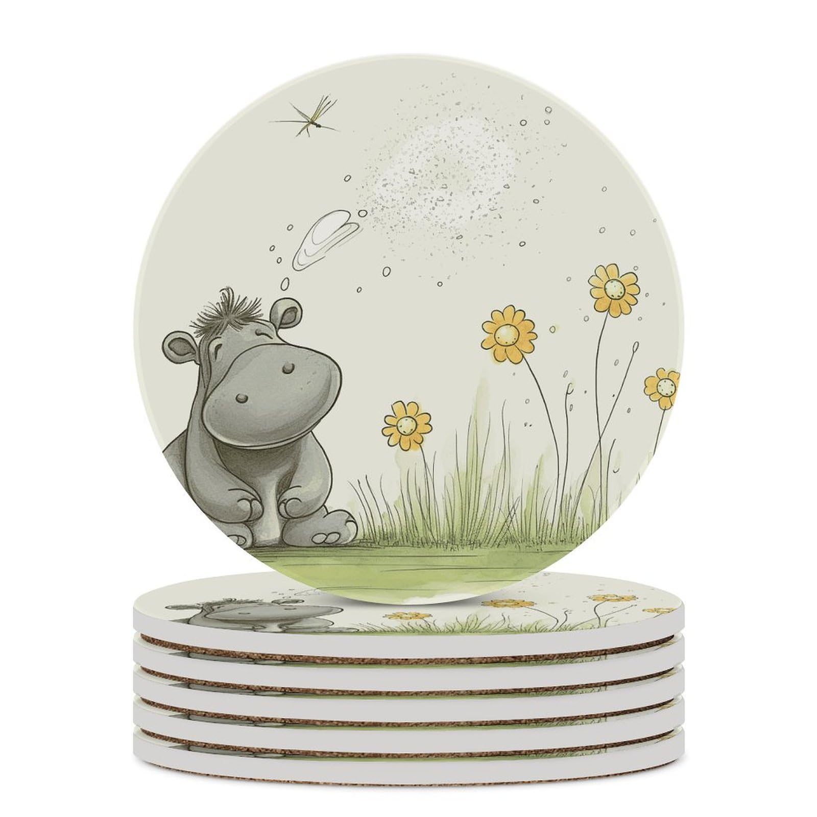 Dessous de verre céramique hippopotame pour des apéritifs poétiques