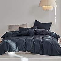 Vista 12 de TOSMO Juego de funda de edredón de lino, 100% lino francés natural, juego de 3 piezas, suave y transpirable para personas que duermen con calor, 1