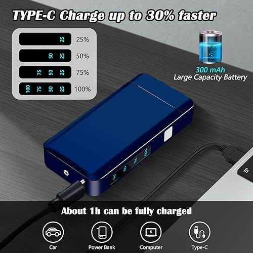 Miniatura 3 de SKRFIRE Encendedor eléctrico de arco de plasma recargable USB tipo C, resistente al viento, encendedor de vela de llama de alta potencia con