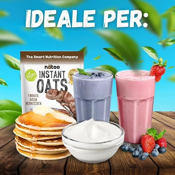 NÄTOO Farina di Avena Aromatizzata 1 Kg Instant Oats Farina Di Avena Istantanea Ideale come Preparato Per Pancake Proteici Porridge Oatmeal e Crepes Gusto Brownie Cioccolato - 5