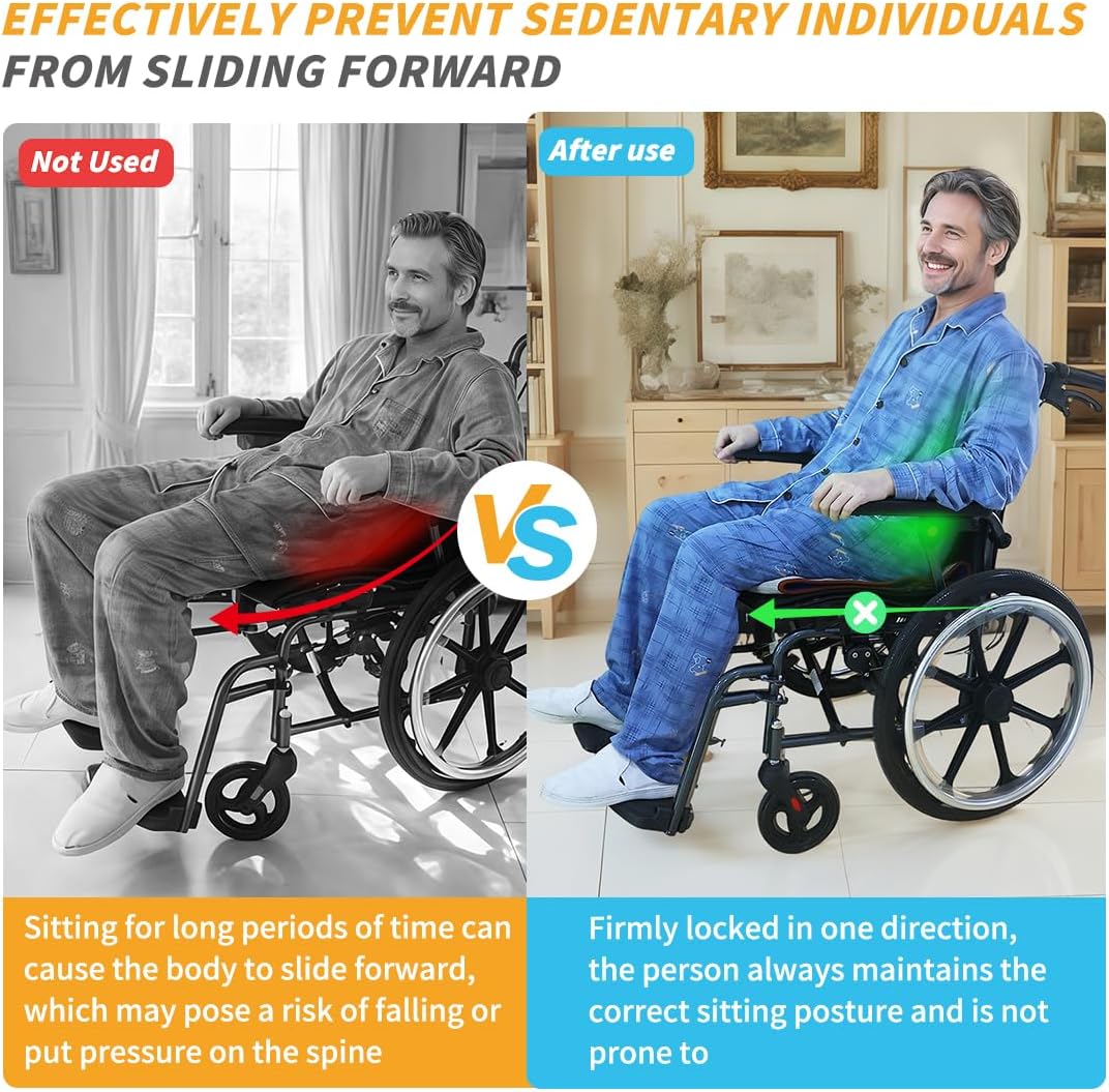 One Way Transfer Support Seat Cushion with Handles- Non-Slip Fall Prevention Pad for Elderly/Disabled Use on Wheelchairs, Chairs, Beds, and More - 17"x17" (Grey, One Size with Handles)