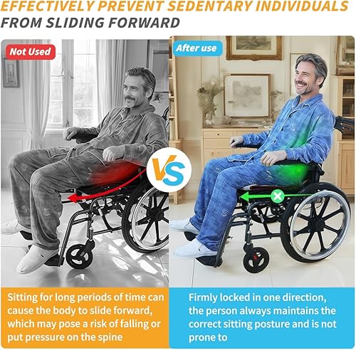 Miniatura 3 de Cojín de asiento tubular unidireccional con asas, almohadilla antideslizante para prevención de caídas para ancianos o discapacitados en sillas de