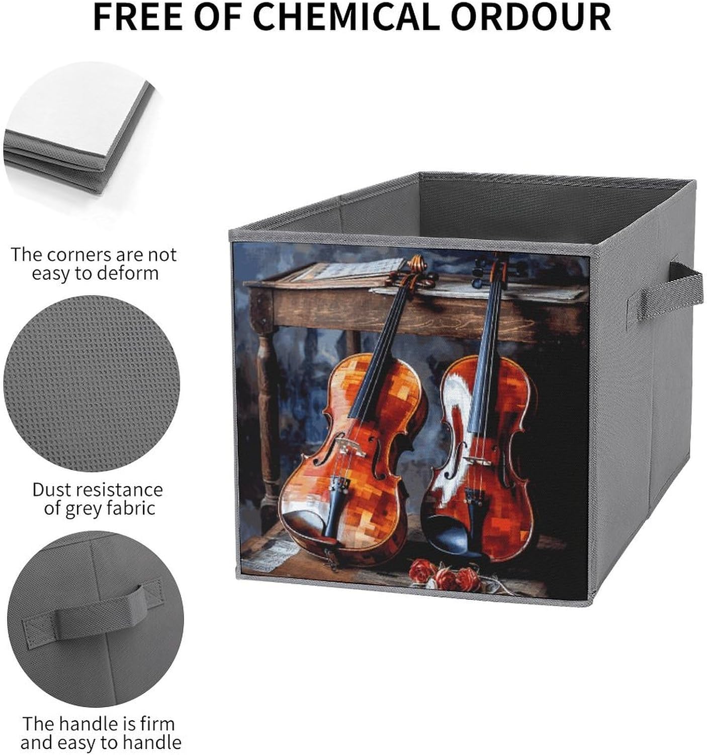 Violin And Cello Storage Cubes Set of 6 Storage Bins with Handles Collapsible Storage Basket Fabric Storage Box for Shelves Large Closet Shelf Organizer for Organization 11 Inch