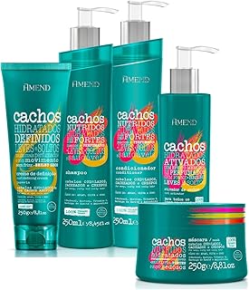 Kit Cachos Amend - Shampoo + Condicionador + Mascara + Leave-in Cachos + Abertos + Ativador + Oleo - 5 peças