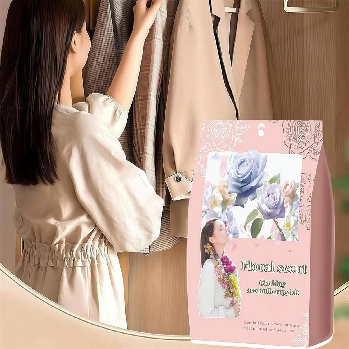 Natural Floral Camphor Balls, Rose Sachet Bag, Plant-Based Formula, Long-Lasting Fragrance, for Clothes Storage, Closets & Drawers (2)