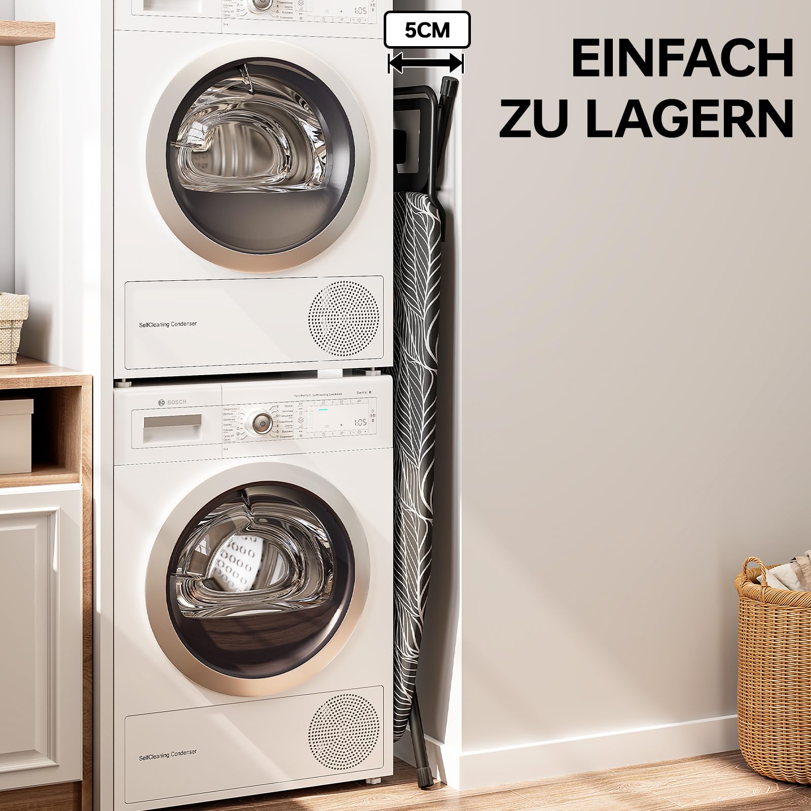 KINGRACK Bügelbrett mit Ablage, 7-Fach höhenverstellbar, 110 * 33cm, Grau