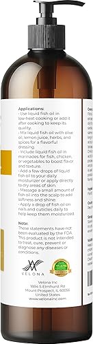 Miniatura 4 de velona - Aceite de pescado omega-3, 8 onzas líquidas, aceite portador 100% puro y natural, refinado, vitamina E, D, omega-3, cocina, cara, cuerpo,