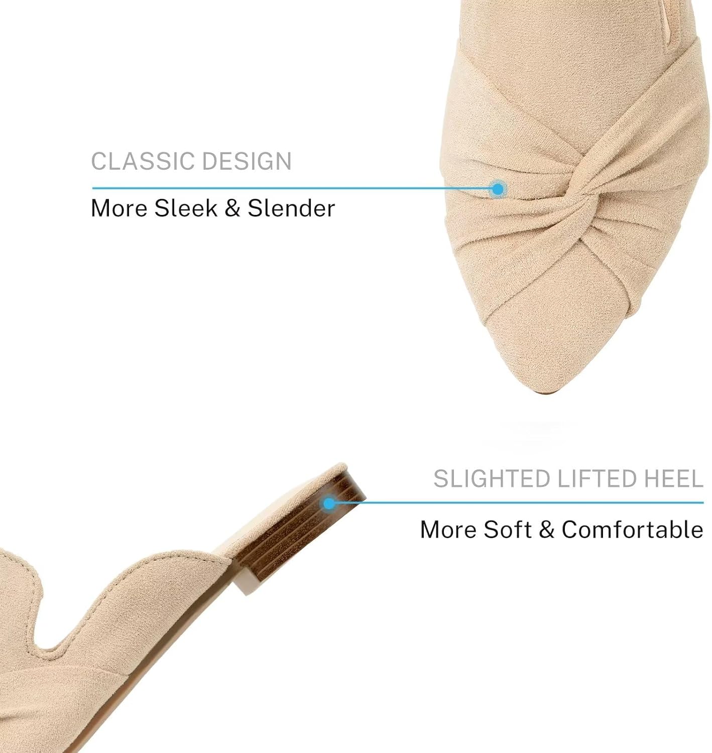 MUSSHOE Mules for Women Flats Comfortable Women Mules Backless Loafers with Knot - Image 3