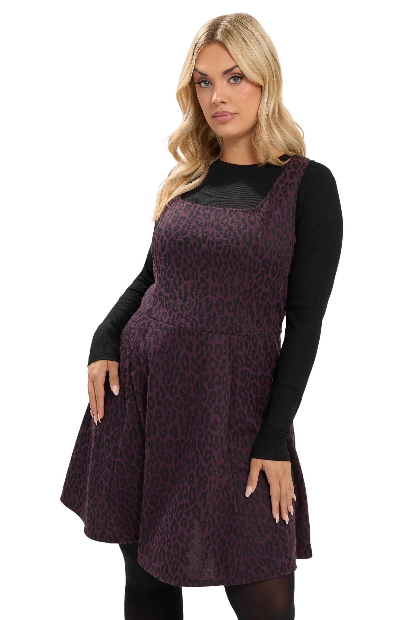 Yours Curve Leopard Print Pinafore Dress - Women's - Plus Size Curve