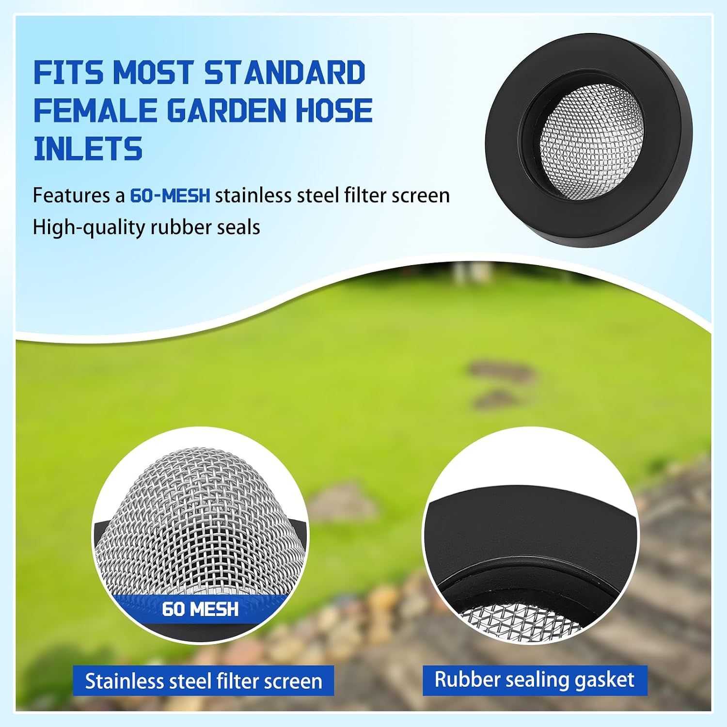 7000123 Inlet Screen Filter with Gasket, Hose Filter Washers, 3 Pcs