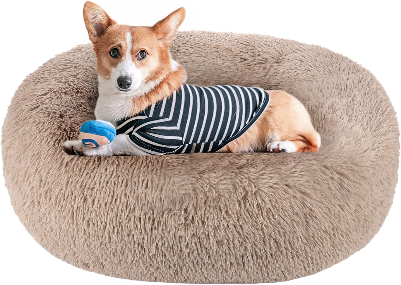 Akarden Dog Bed Cat Bed Donut, Pet Bed Fluffy Faux Fur Cuddler Round Comfortable for Small Medium Large Dog Bed Self Warming Indoor…