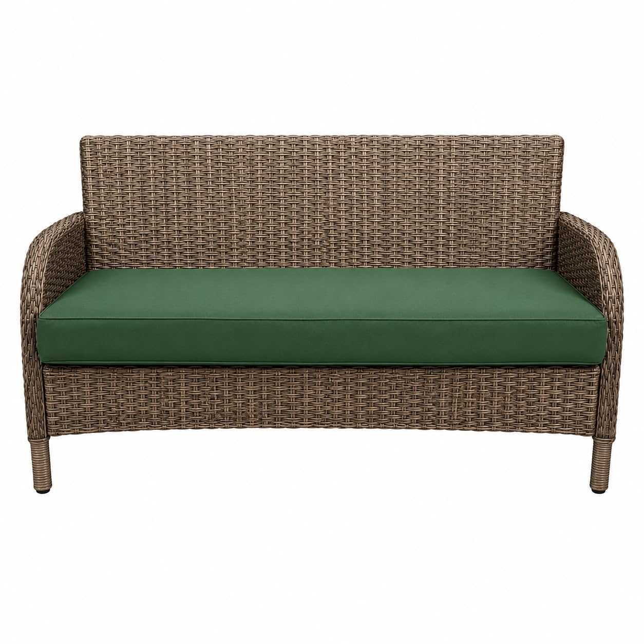 Scroll-Purchase Rattan Bench Cushion Outdoor Furniture Waterproof Garden Bench Seat Pad Thick Density Foam Cushion for Patio Sofa Rattan Seating Bench Cushion (Bottle Green, 3 Seaters-143x52x6cm)