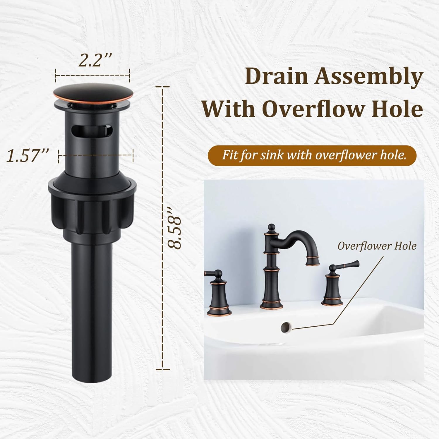 Bathroom Sink Faucet, Roman Stlye Rotated Spout Vanity Basin Faucets 3 Hole 2 Handle 8 inch Widespread Deck Mount Brass Faucet for Sink with Overflow Pop Up Drain Oil Rubbed Bronze NL2204-ORB