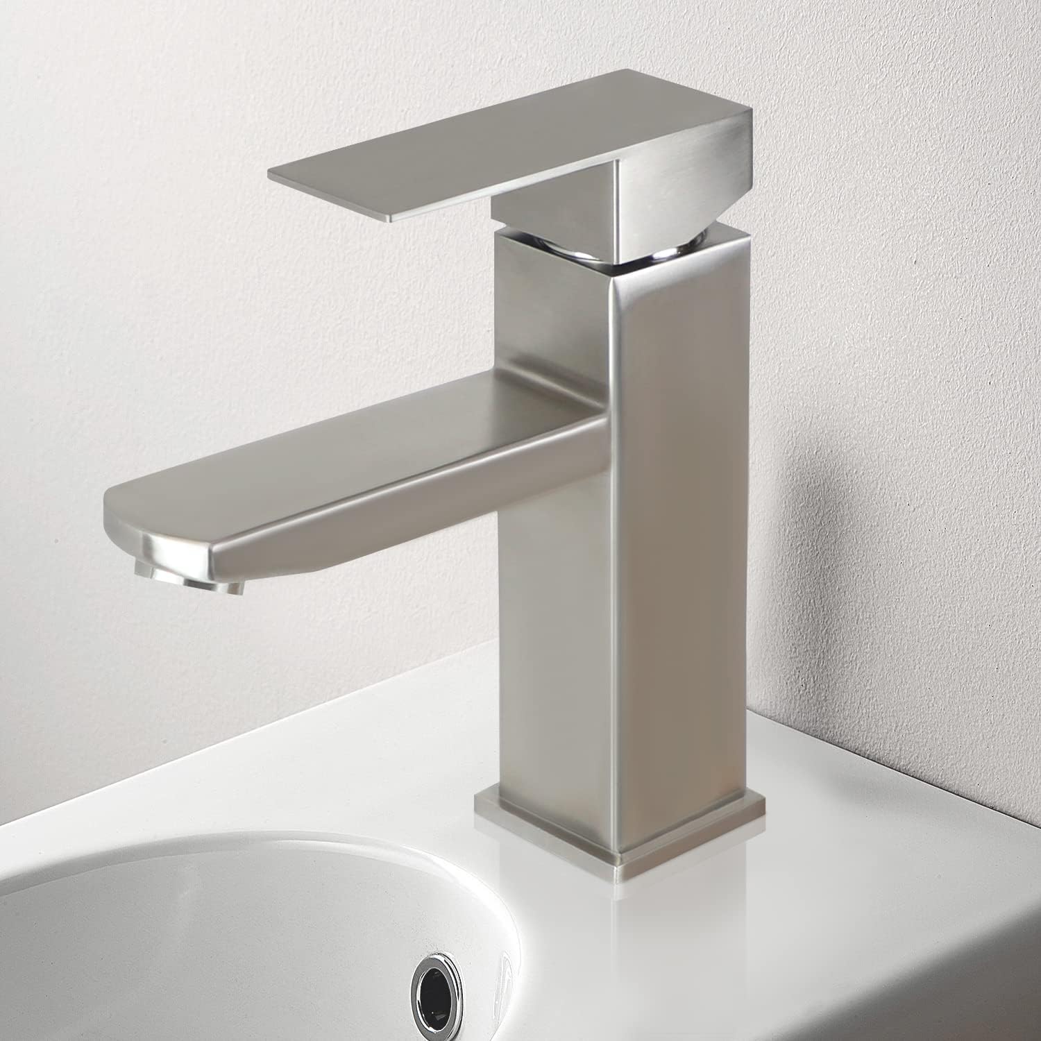 Rubinetto Lavabo Alto PHASAT - Monocomando Nichel Spazzolato, Acciaio Inox - Altezza 215mm, Aeratore Rimovibile - Per Bagno Casa O Locale - Foto 6