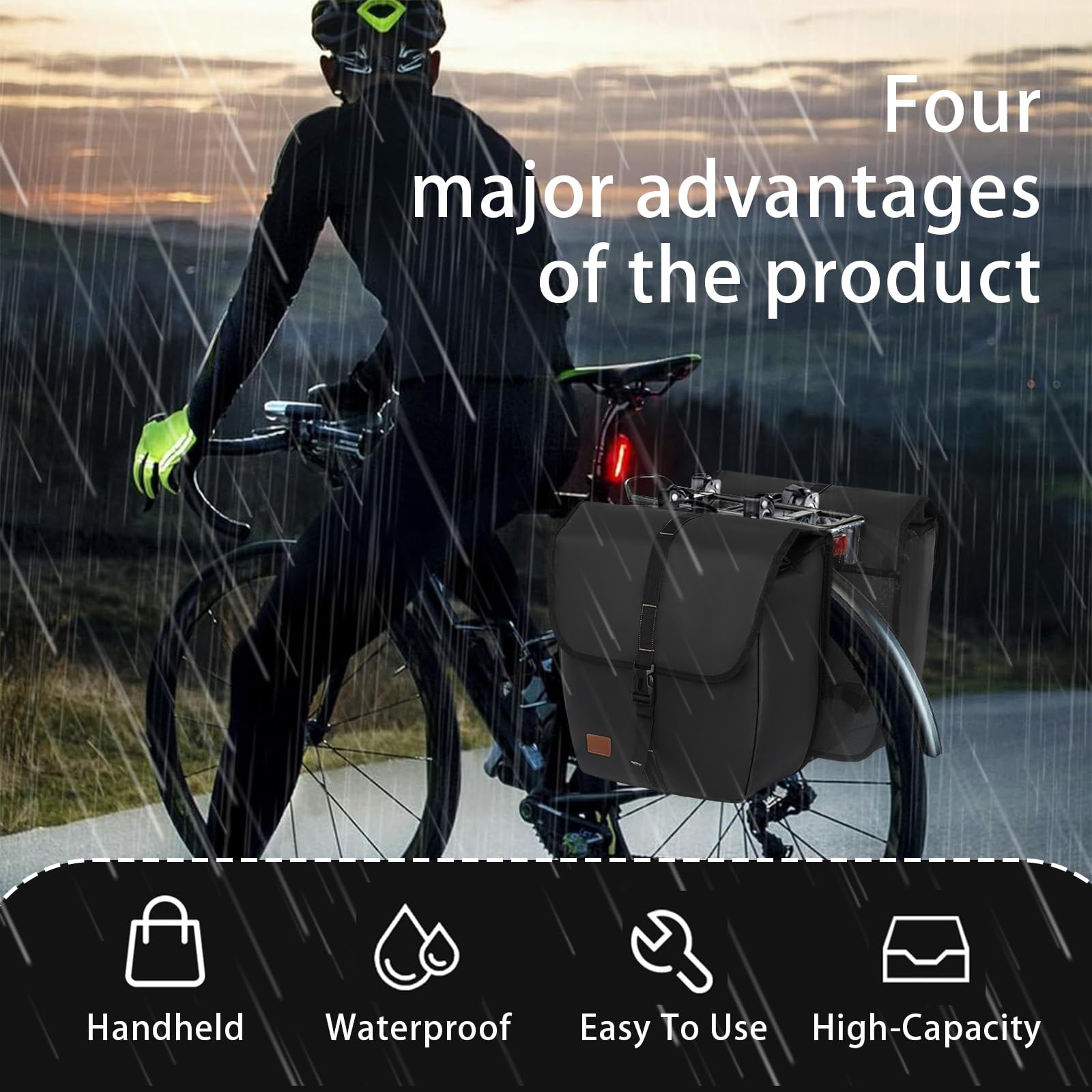 Paquete de 2 Bolsa Bicicleta Cuadro, Alforjas Impermeables, 2X20L Bolsas de Bicicleta, Bolsa de Almacenamiento de Equipaje con Solapa de Gran Capacidad para Carretera Ciclismo Montaña Viajar