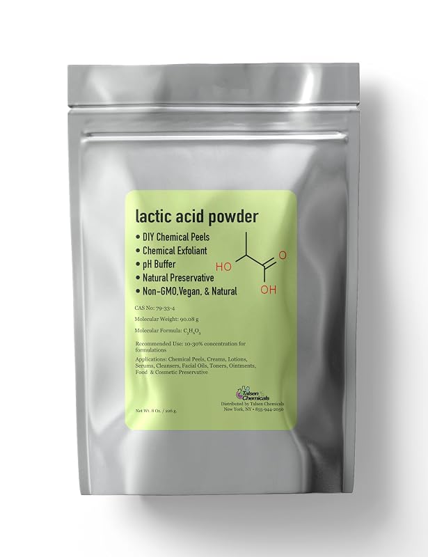 Pó de ácido lático Talsen Chemicals para uso cosmético e alimentício, 227 g